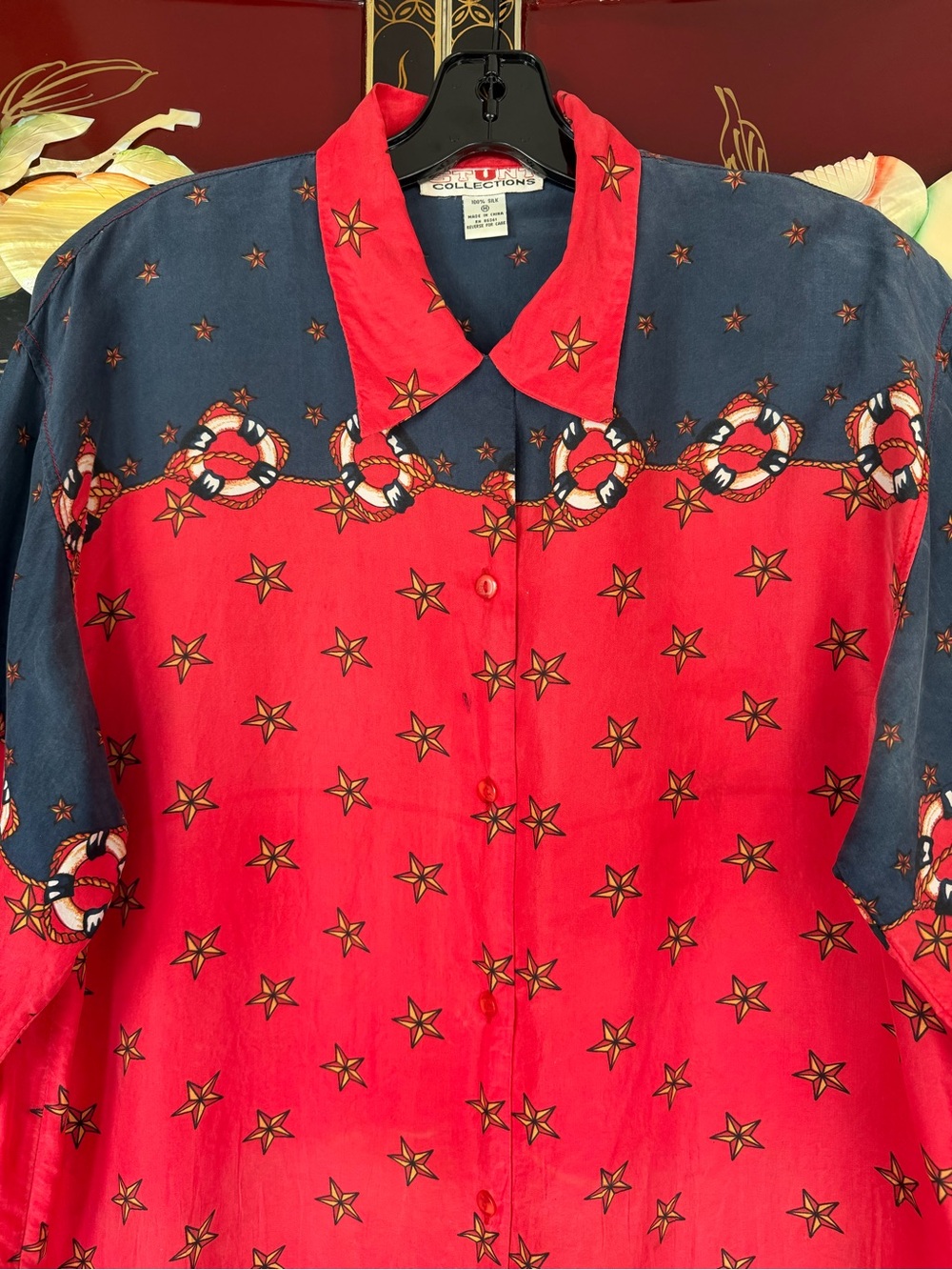 Vintage 80s nautical silk shirt